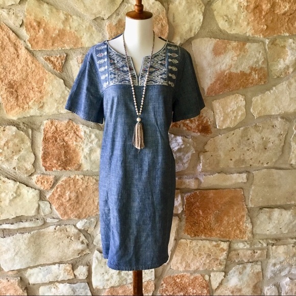 J. Crew Dresses & Skirts - J. Crew Embroidered Chambray Tunic Dress